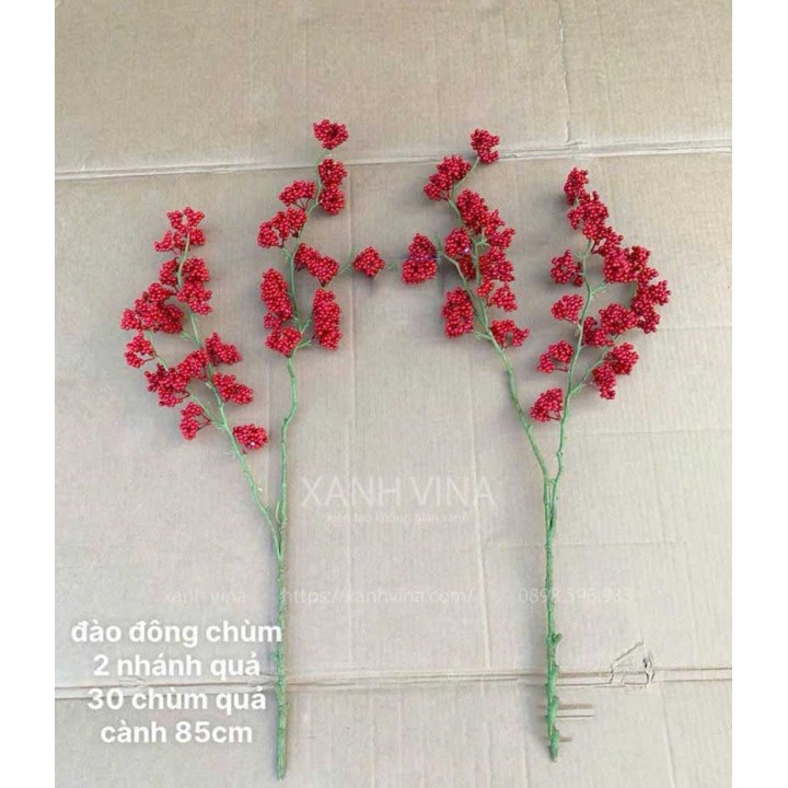 cành đào đông đỏ giả dạng chùm